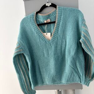 Teal V-Neck Sweater